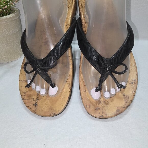 WOMENS VIONCI CASSIE ROCK THONG SANDAL BLACK WITH CORK LOOK SOLE SIZE 8  GUC - Picture 3 of 6